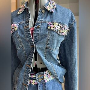 Vintage April Cornell Denim Jacket and Jeans Set with Button Accents Size L / XL
